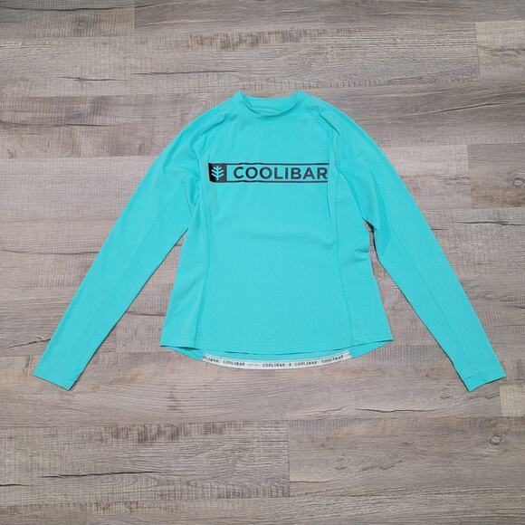 Coolibar Logo Surf Rash Guard Size Medium UPF 50 Swim Beach Long Sleeve Top Blue - Picture 1 of 8